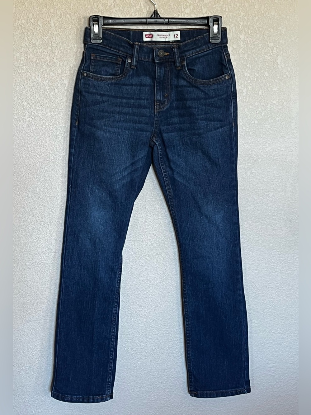 Levi's 511 Slim Fit Eco Performance Boys Jeans Size 12 Regular Dark Wash Blue